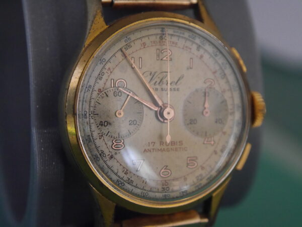 Chronographe vintage Vibrel plaqué or – Image 3